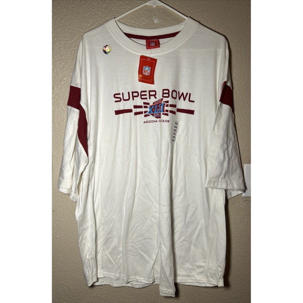 New Vintage Arizona Cardinals T-Shirt 2008 NFL Super Bowl Football XLII Size 2XL